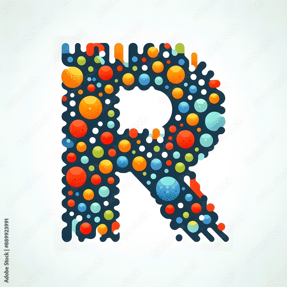Fototapete AI Generate of Logo Letter R created using random color dots