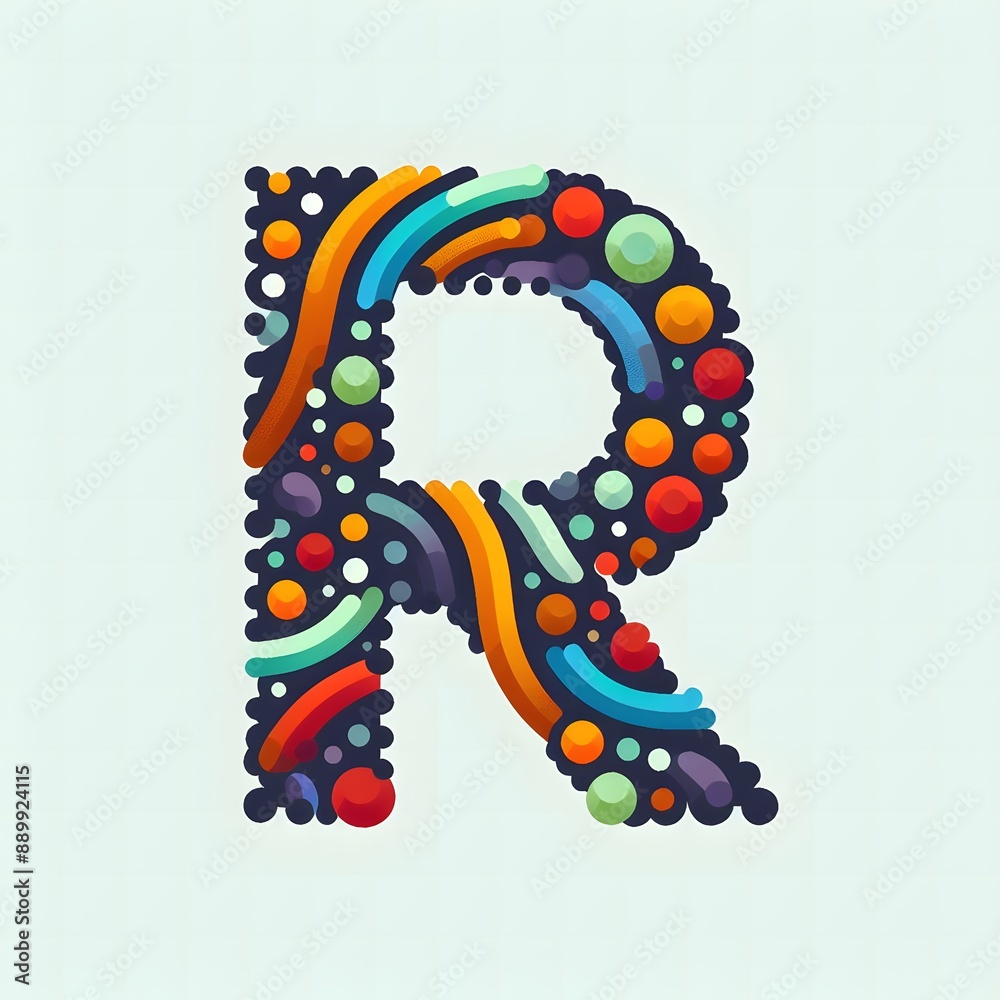 Fototapete ai generate of logo letter r created using random color dots