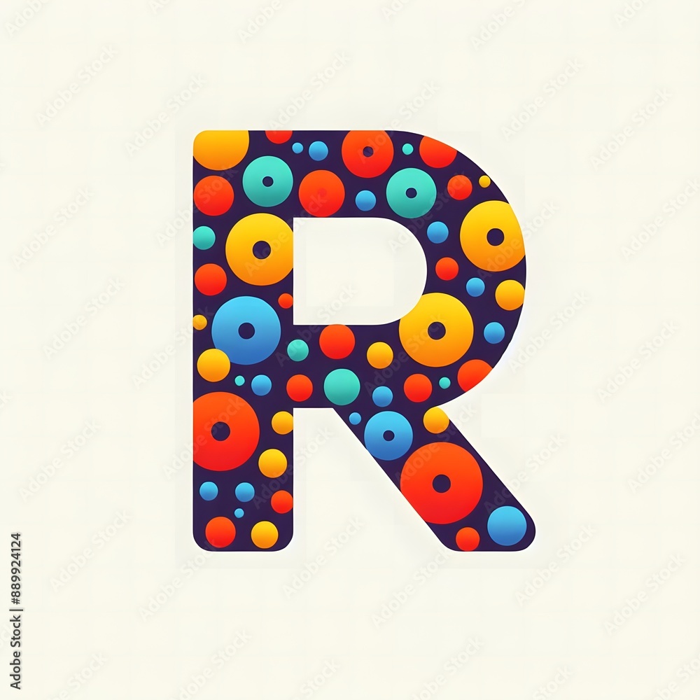 Fototapete AI Generate of Logo Letter R created using random color dots