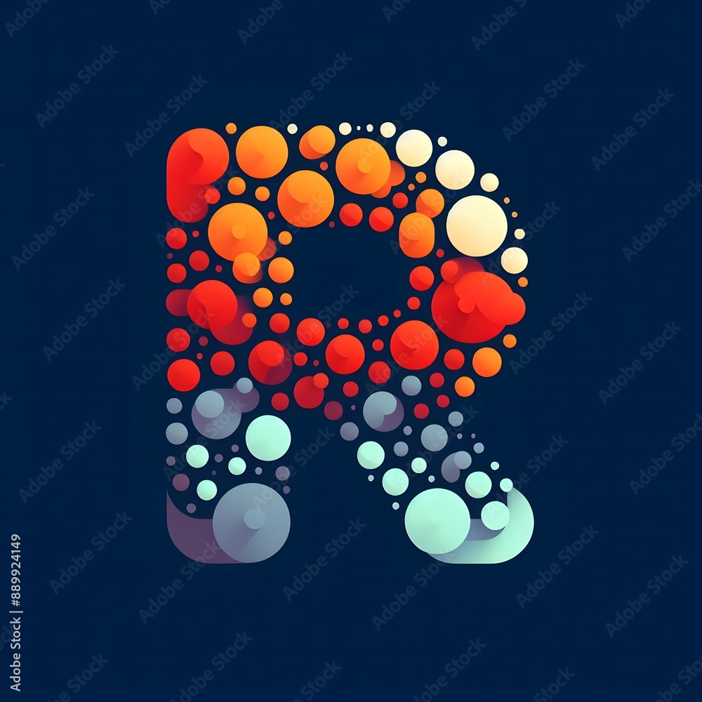 Fototapete AI Generate of Logo Letter R created using random color dots