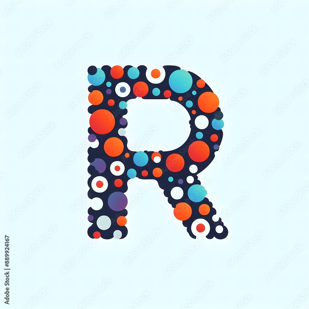 Fototapete AI Generate of Logo Letter R created using random color dots