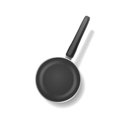 Top View Of A Black Nonstick Frying Pan On A White Background. Realistic 3d Vector Illustration Perfect For Culinary