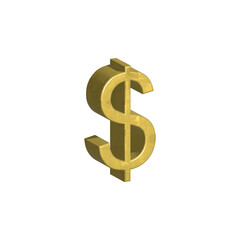 Dollar coin icon 3d gold