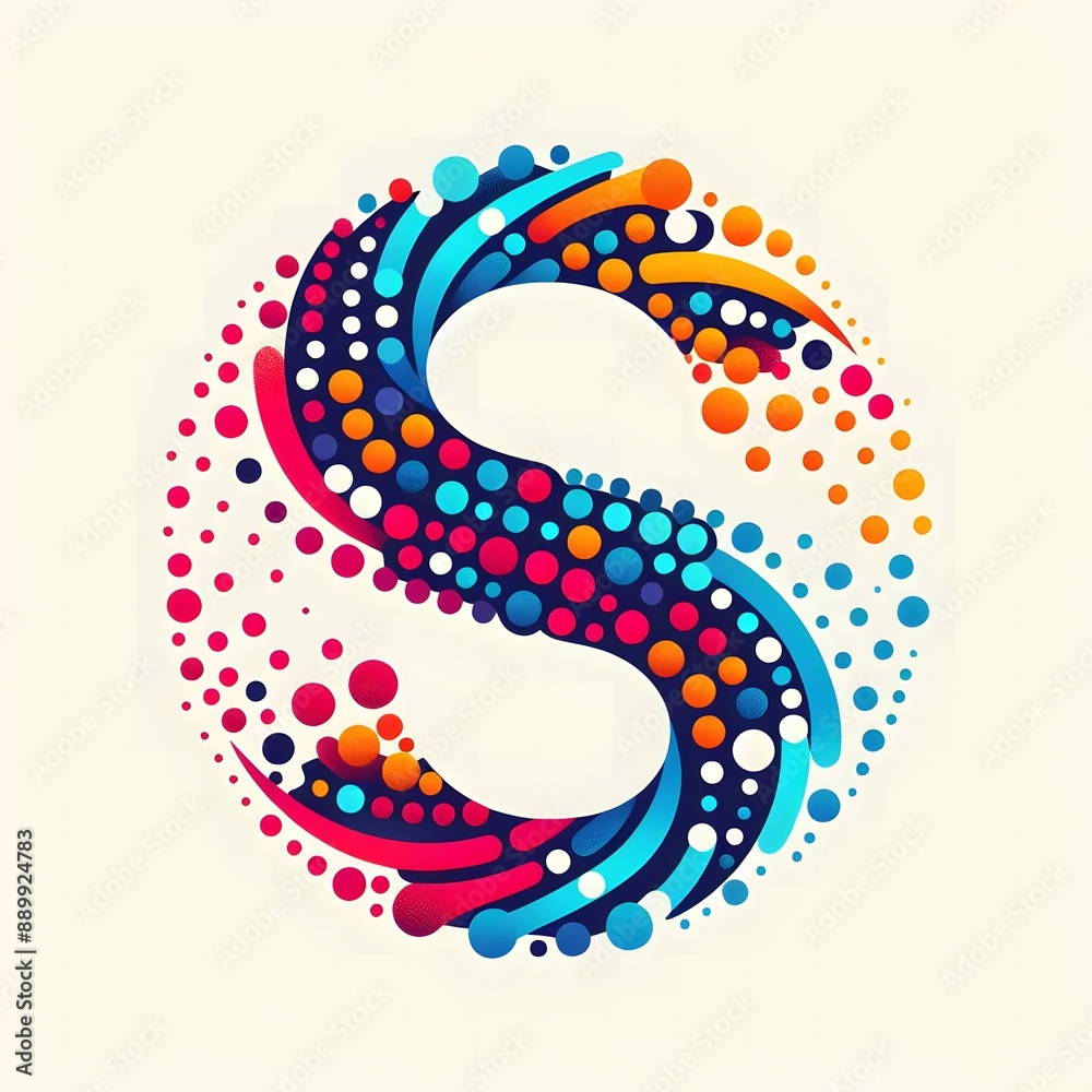 Fototapete AI Generate of Logo Letter S created using random color dots