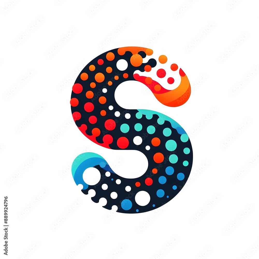 Fototapete AI Generate of Logo Letter S created using random color dots