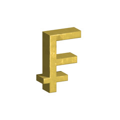 Swiss Franc coin icon 3d gold