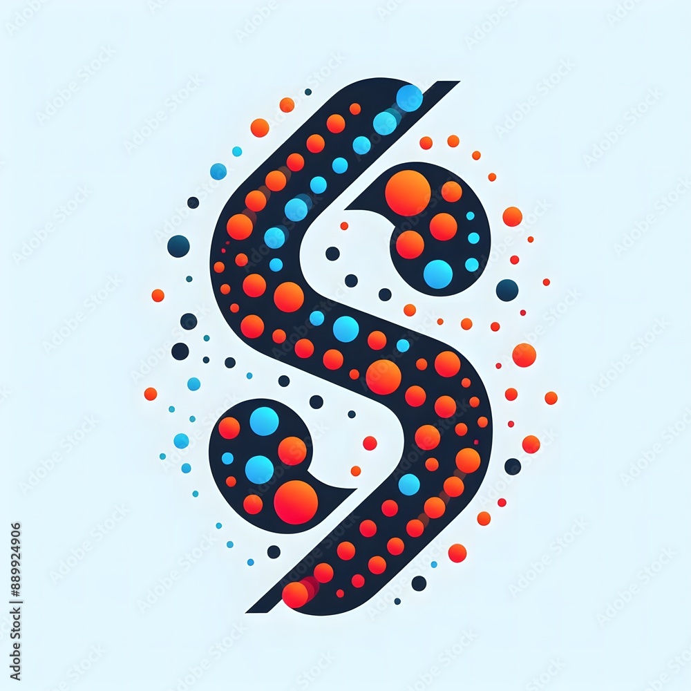Fototapete AI Generate of Logo Letter S created using random color dots