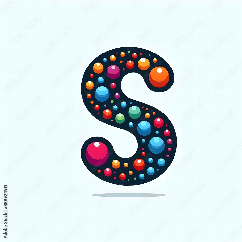 Fototapete AI Generate of Logo Letter S created using random color dots