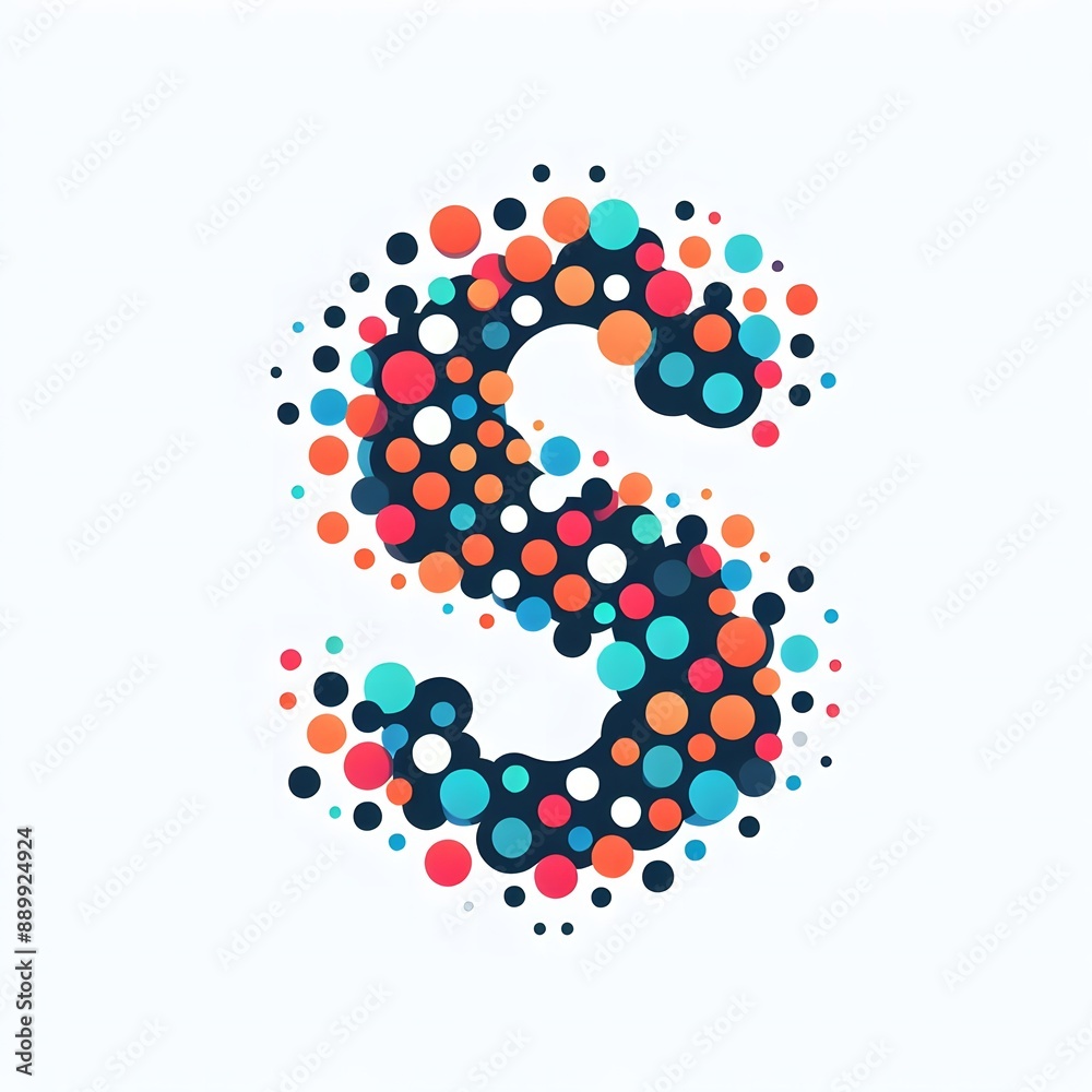 Fototapete AI Generate of Logo Letter S created using random color dots