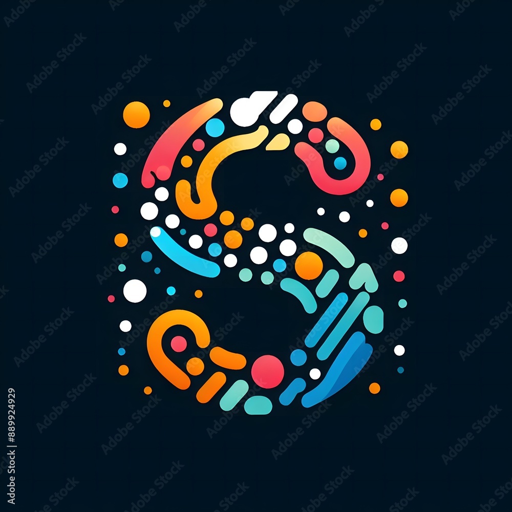 Fototapete AI Generate of Logo Letter S created using random color dots
