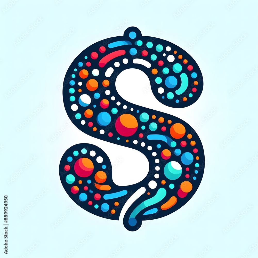Fototapete AI Generate of Logo Letter S created using random color dots