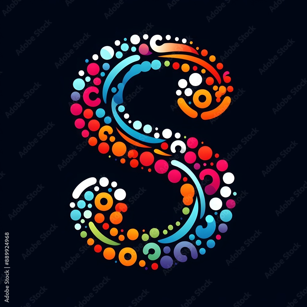Fototapete AI Generate of Logo Letter S created using random color dots