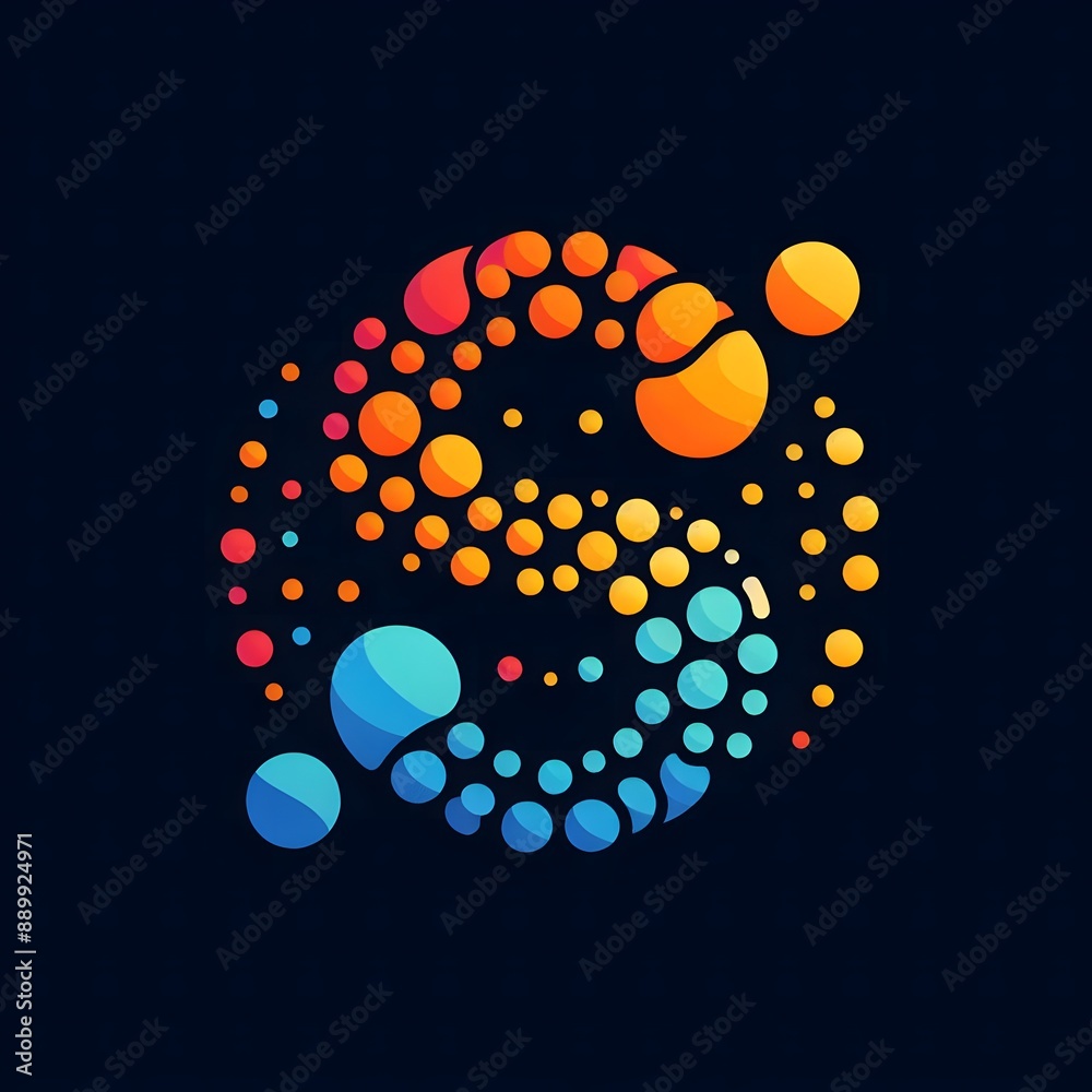 Fototapete AI Generate of Logo Letter S created using random color dots
