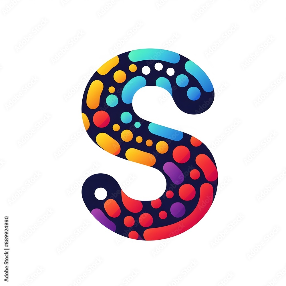 Fototapete AI Generate of Logo Letter S created using random color dots