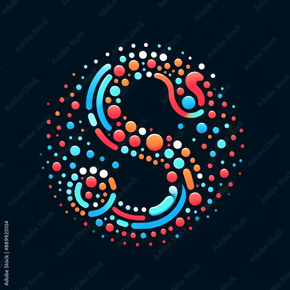 Fototapete AI Generate of Logo Letter S created using random color dots