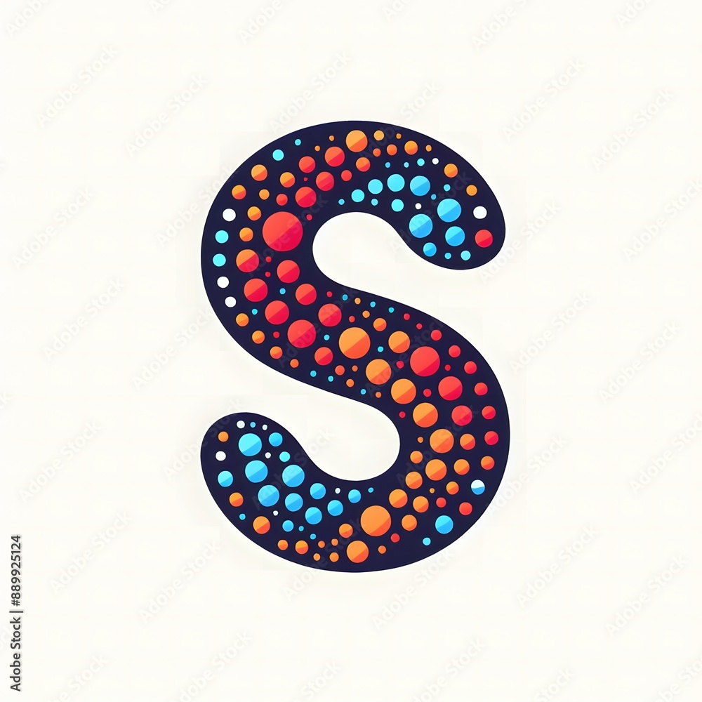 Fototapete AI Generate of Logo Letter S created using random color dots