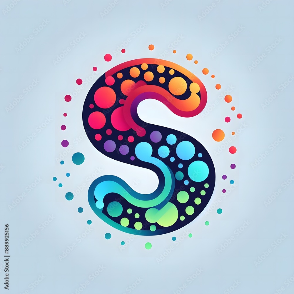 Fototapete AI Generate of Logo Letter S created using random color dots
