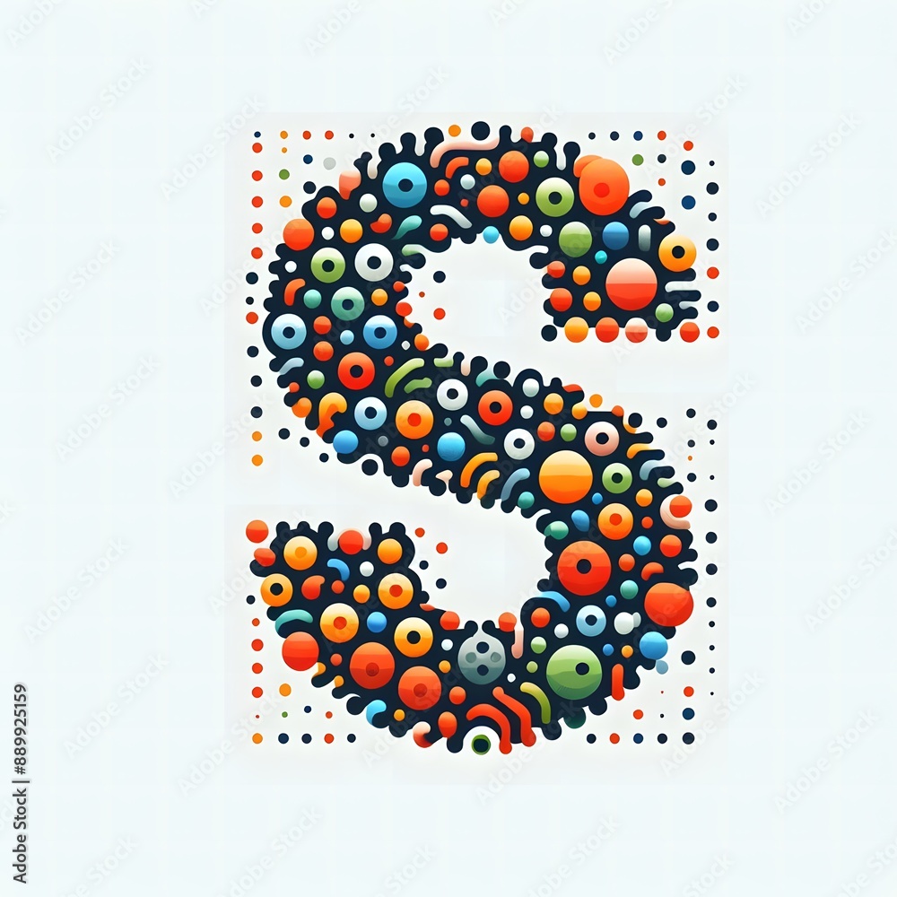 Fototapete AI Generate of Logo Letter S created using random color dots