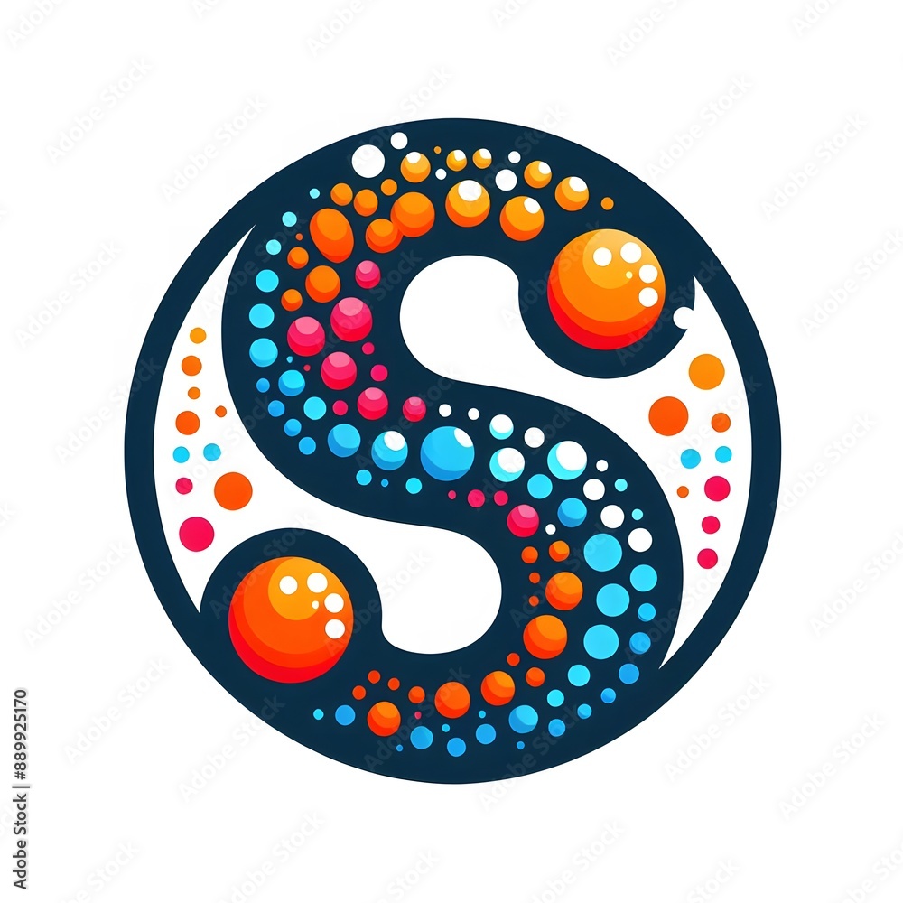 Fototapete AI Generate of Logo Letter S created using random color dots