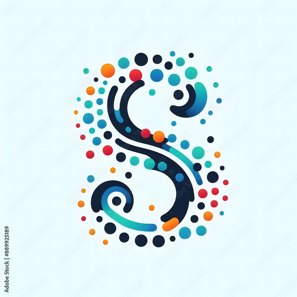 Fototapete AI Generate of Logo Letter S created using random color dots