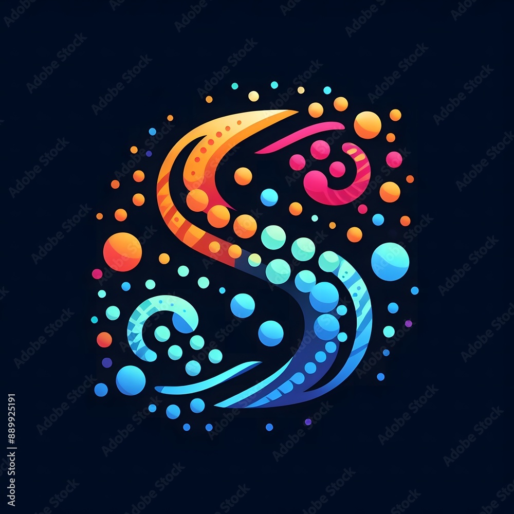 Fototapete AI Generate of Logo Letter S created using random color dots