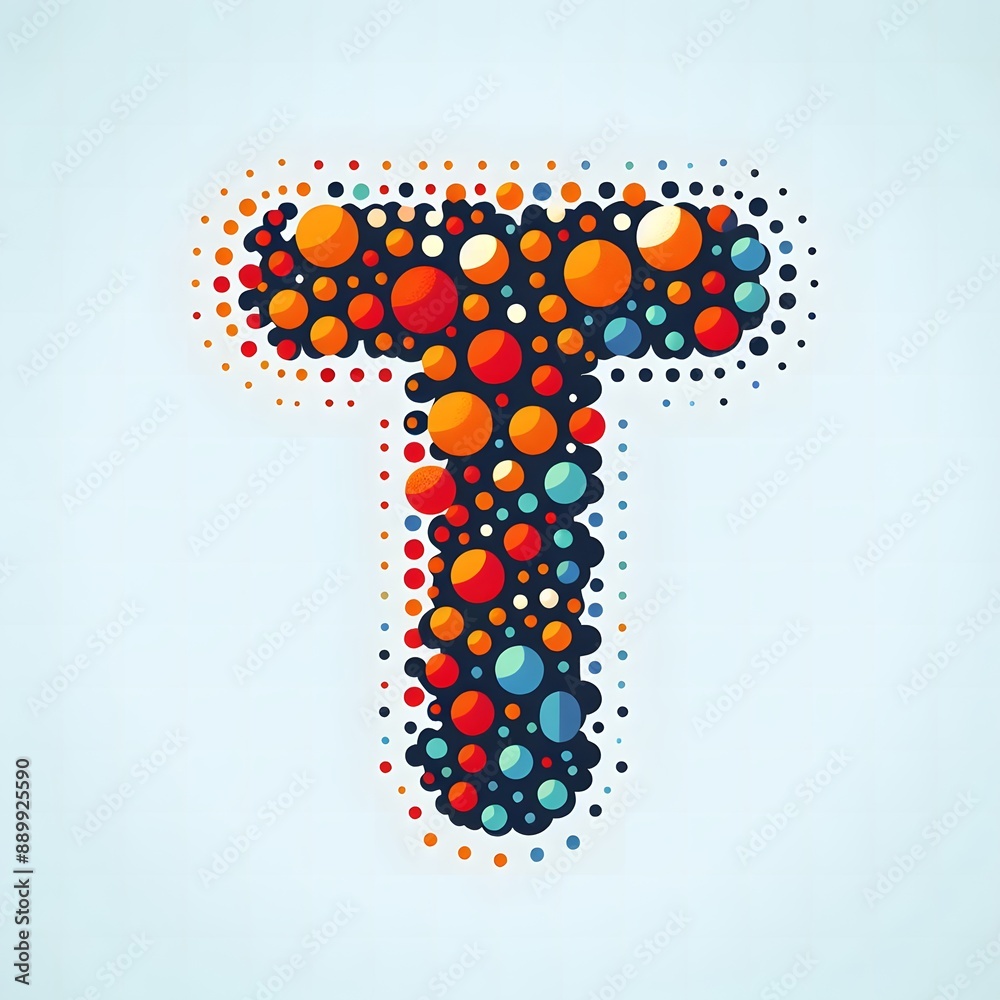 Fototapete ai generate of logo letter t created using random color dots
