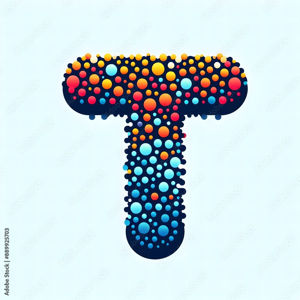 Fototapete AI Generate of Logo Letter T created using random color dots