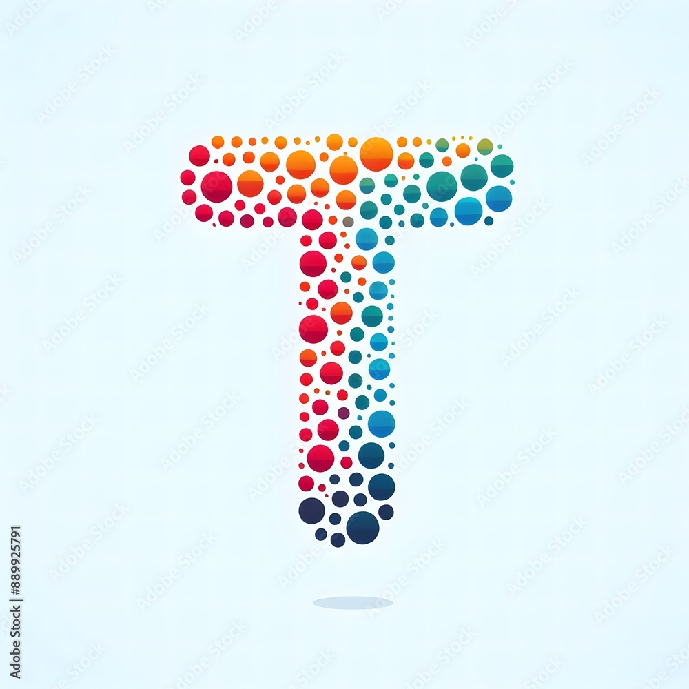 Fototapete AI Generate of Logo Letter T created using random color dots