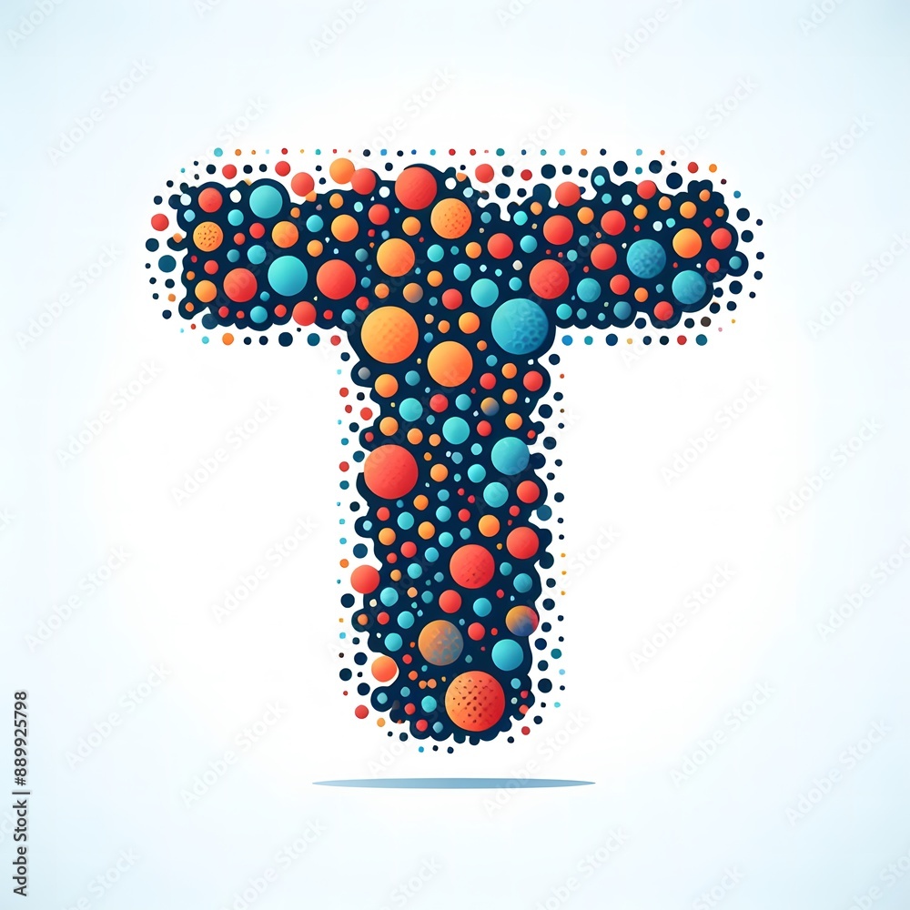 Fototapete AI Generate of Logo Letter T created using random color dots