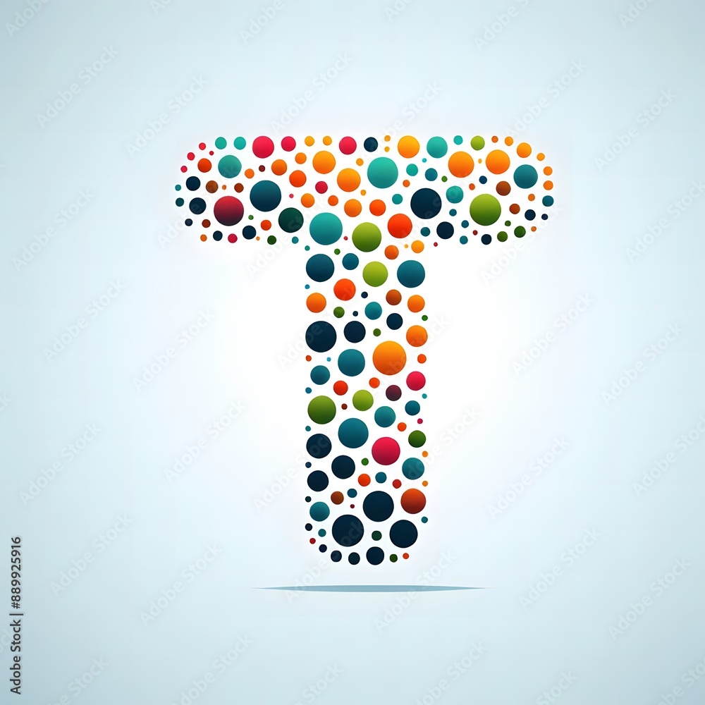 Fototapete AI Generate of Logo Letter T created using random color dots