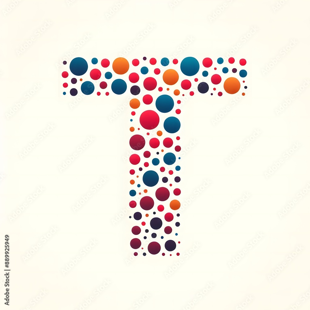 Fototapete AI Generate of Logo Letter T created using random color dots