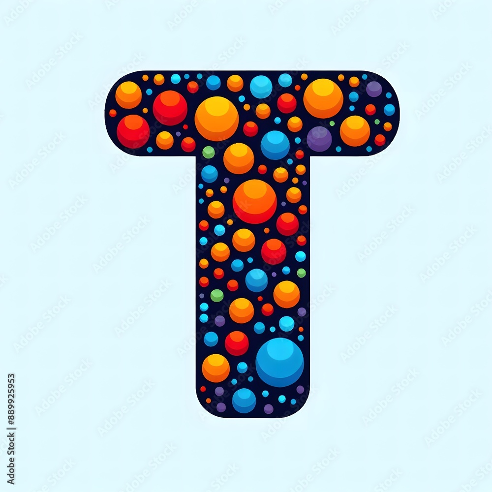 Fototapete AI Generate of Logo Letter T created using random color dots