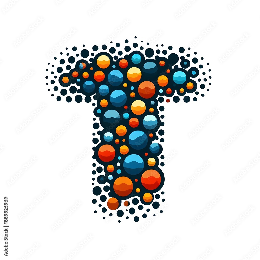Fototapete AI Generate of Logo Letter T created using random color dots