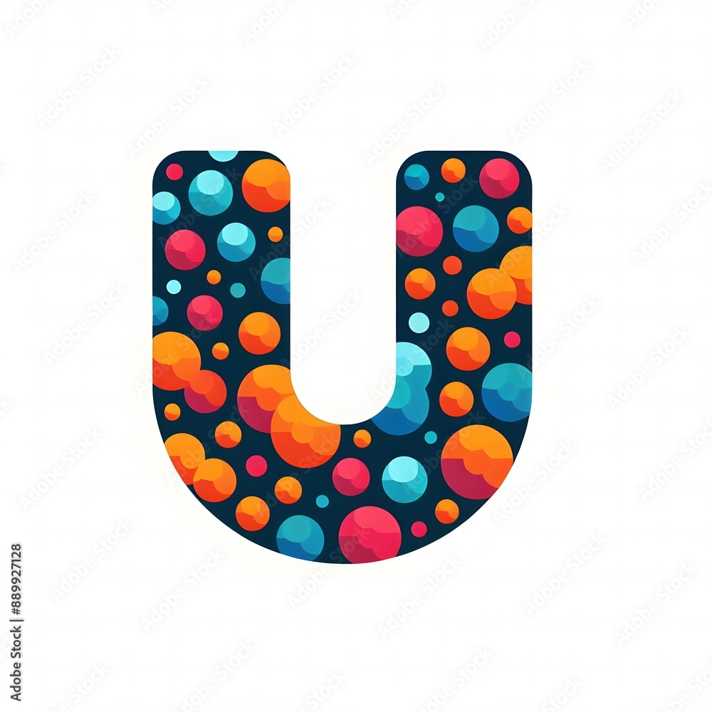 Fototapete AI Generate of Logo Letter U created using random color dots