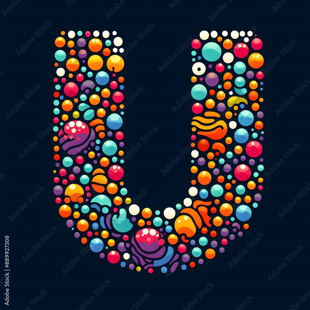 Fototapete AI Generate of Logo Letter U created using random color dots