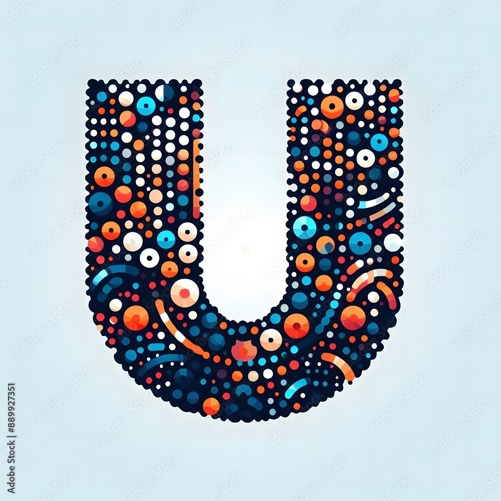 Fototapete AI Generate of Logo Letter U created using random color dots