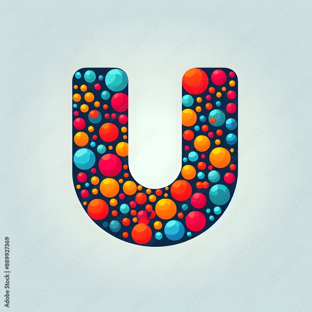 Fototapete AI Generate of Logo Letter U created using random color dots