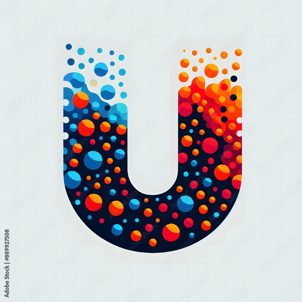 Fototapete ai generate of logo letter u created using random color dots