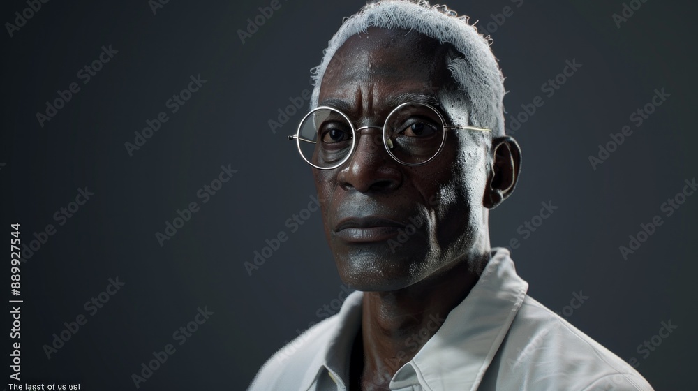 Wall mural portrait of african noble male with beard on grey studio background