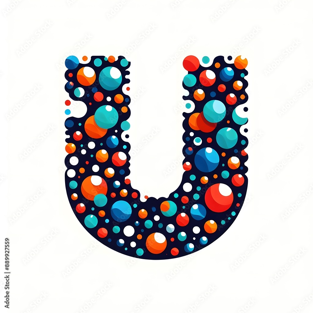 Fototapete AI Generate of Logo Letter U created using random color dots