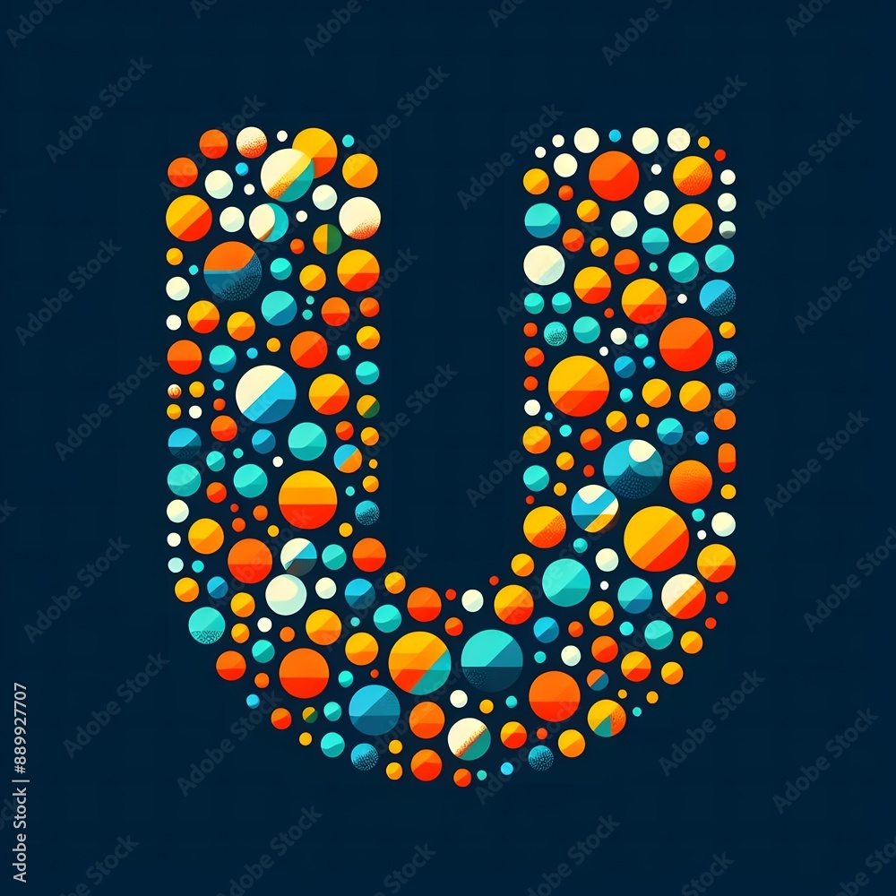 Fototapete AI Generate of Logo Letter U created using random color dots