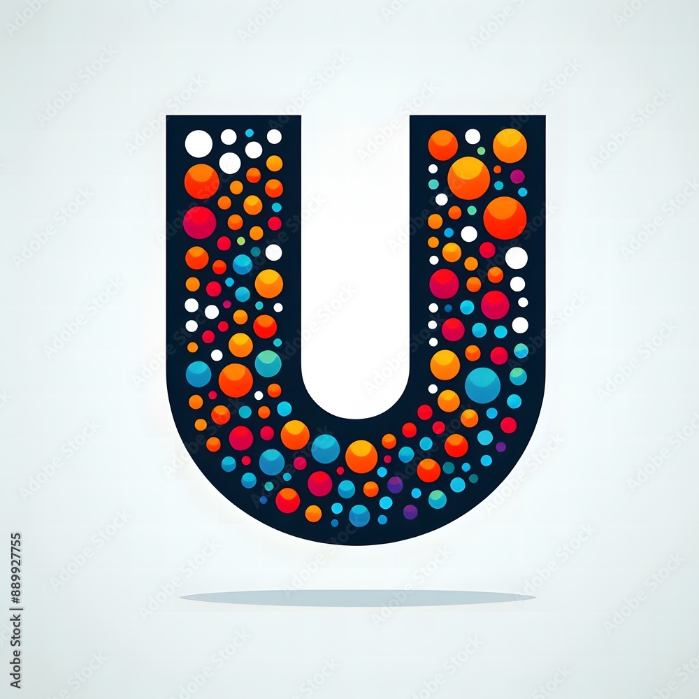 Fototapete AI Generate of Logo Letter U created using random color dots