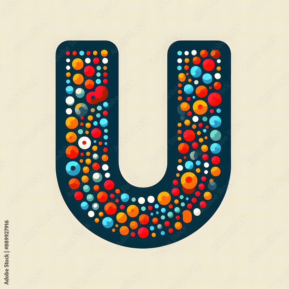 Fototapete AI Generate of Logo Letter U created using random color dots