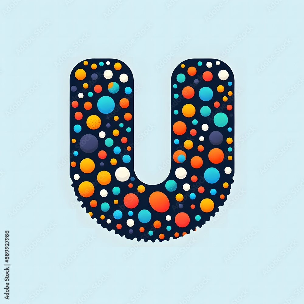 Fototapete AI Generate of Logo Letter U created using random color dots