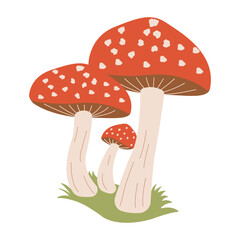 Cute Red Mushroom Polka Dots Fungi Fungus Food Vector Illustration Sticker