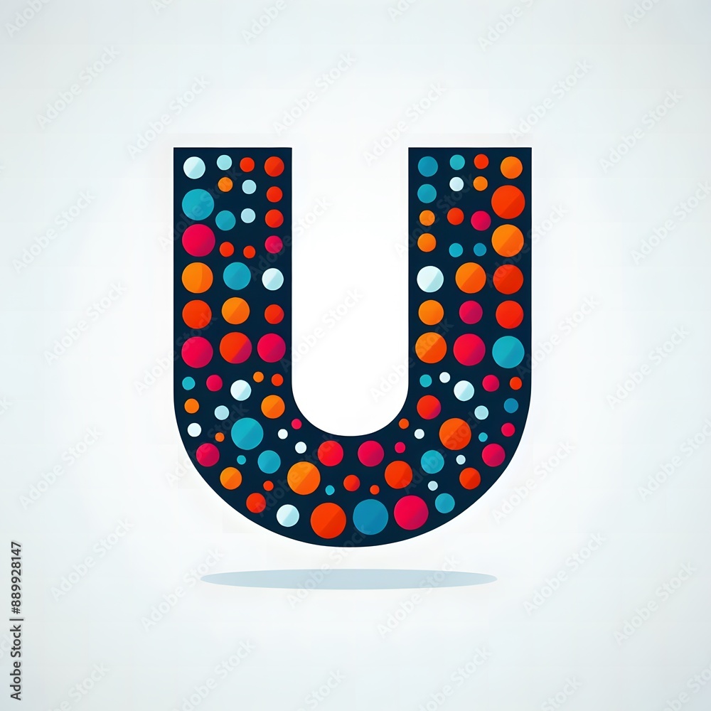 Fototapete ai generate of logo letter u created using random color dots