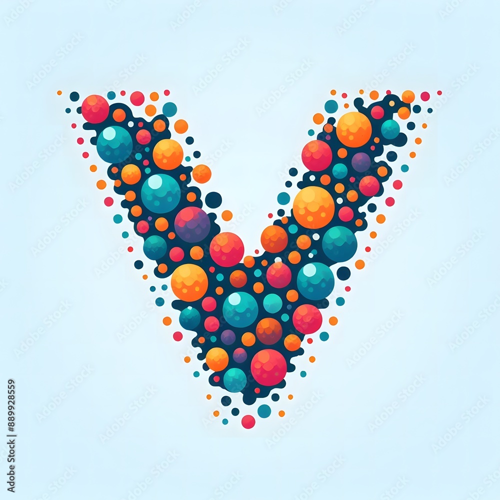 Fototapete AI Generate of Logo Letter V created using random color dots