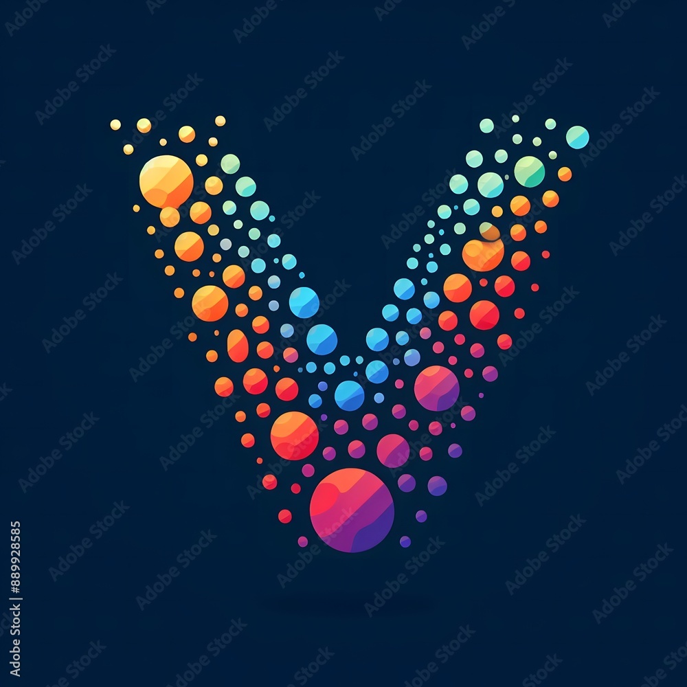 Fototapete AI Generate of Logo Letter V created using random color dots
