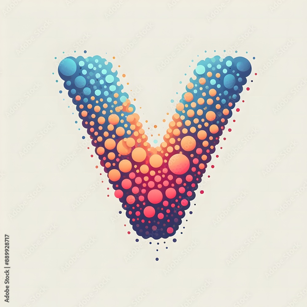 Poster ai generate of logo letter v created using random color dots