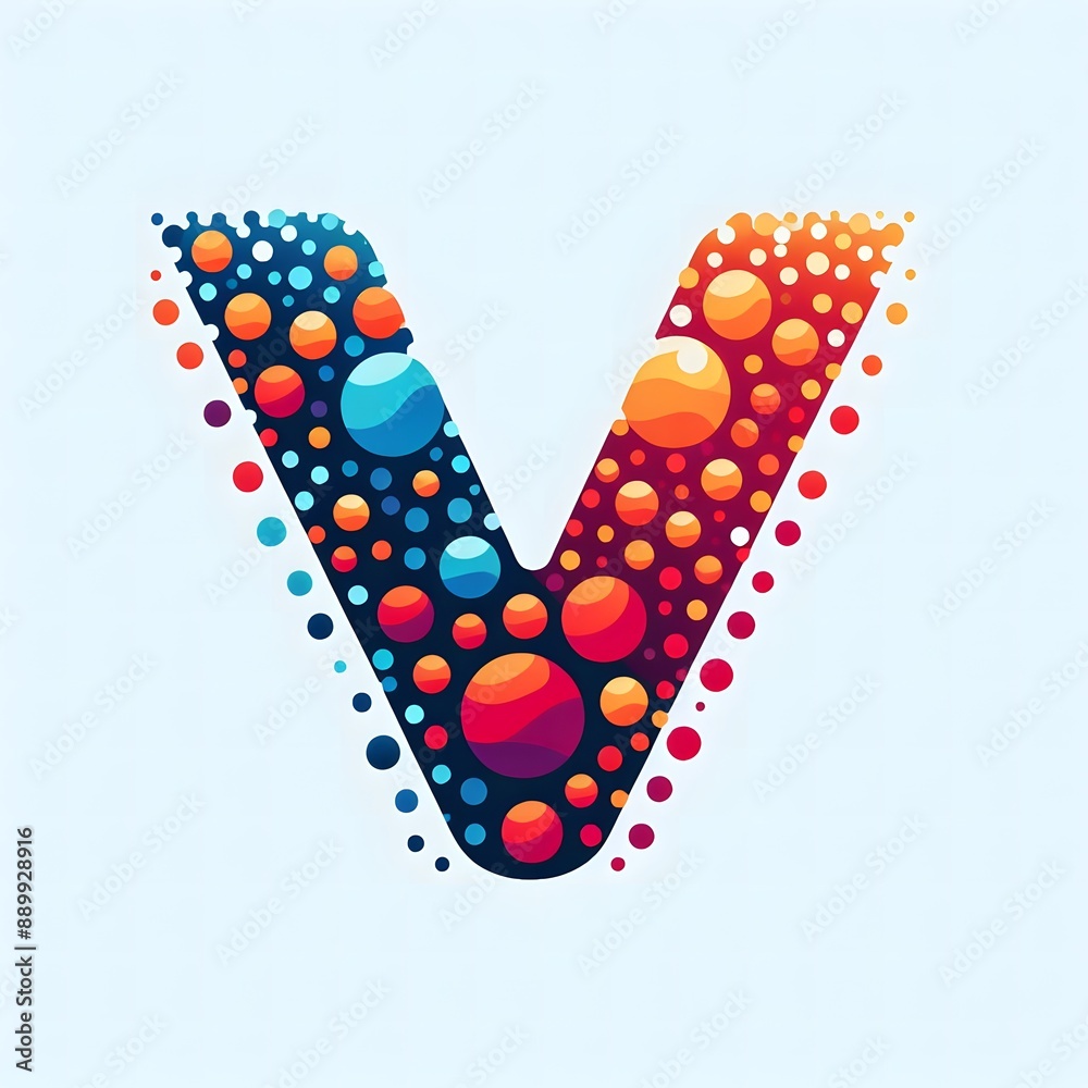 Fototapete AI Generate of Logo Letter V created using random color dots